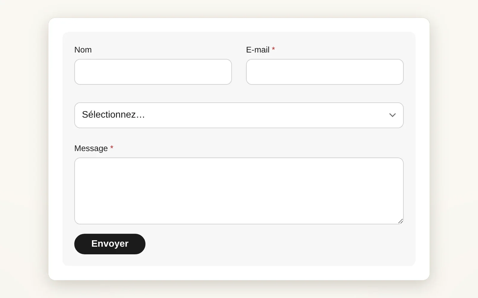 A contact form with your own fields