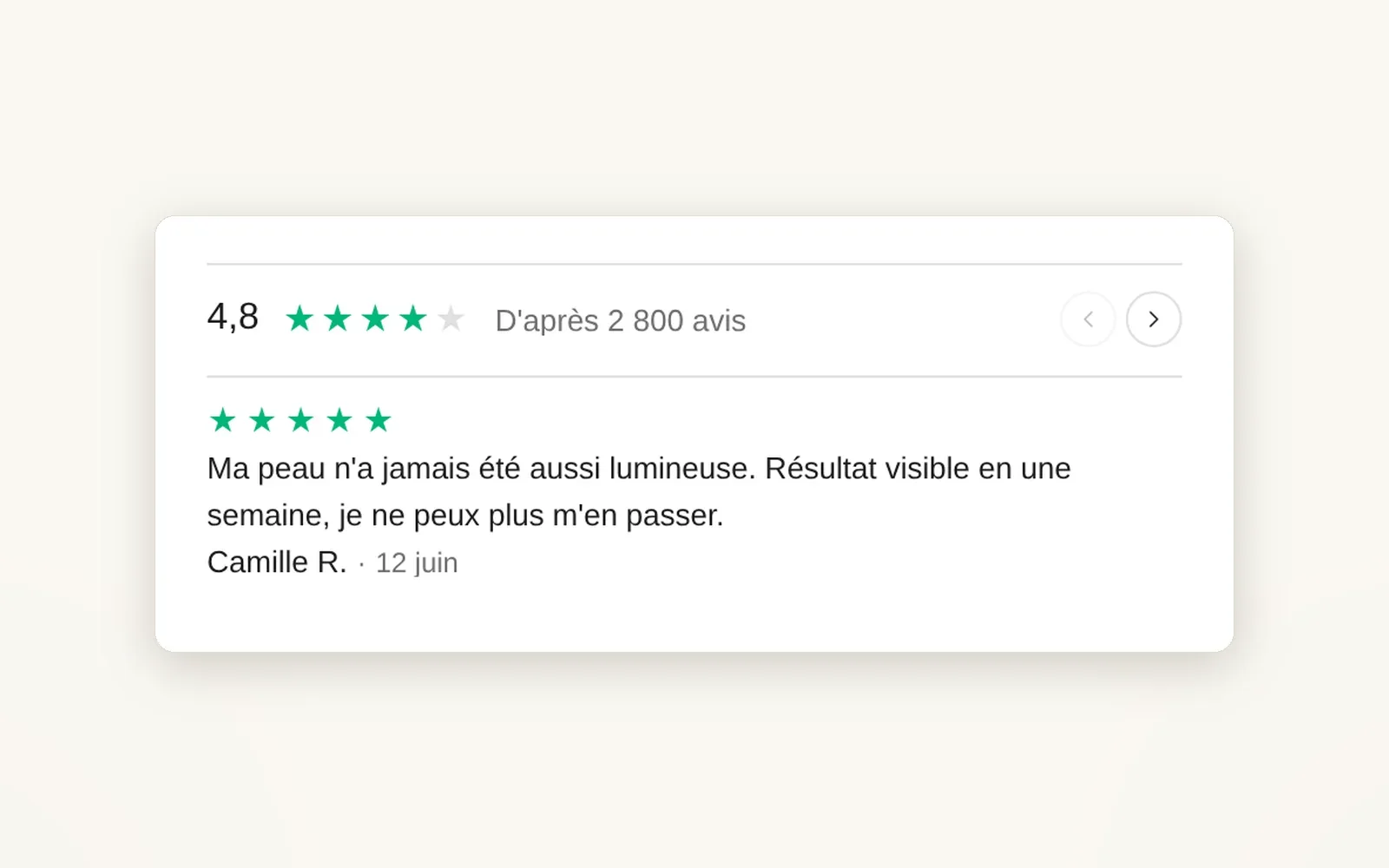 Customer reviews scrolling in the cart