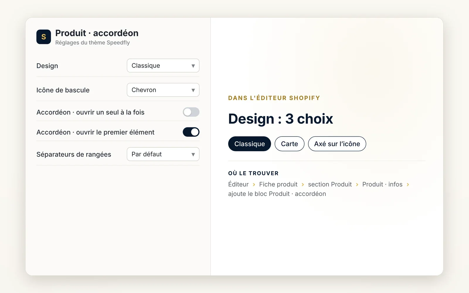 Collapsible product info that is easy to scan