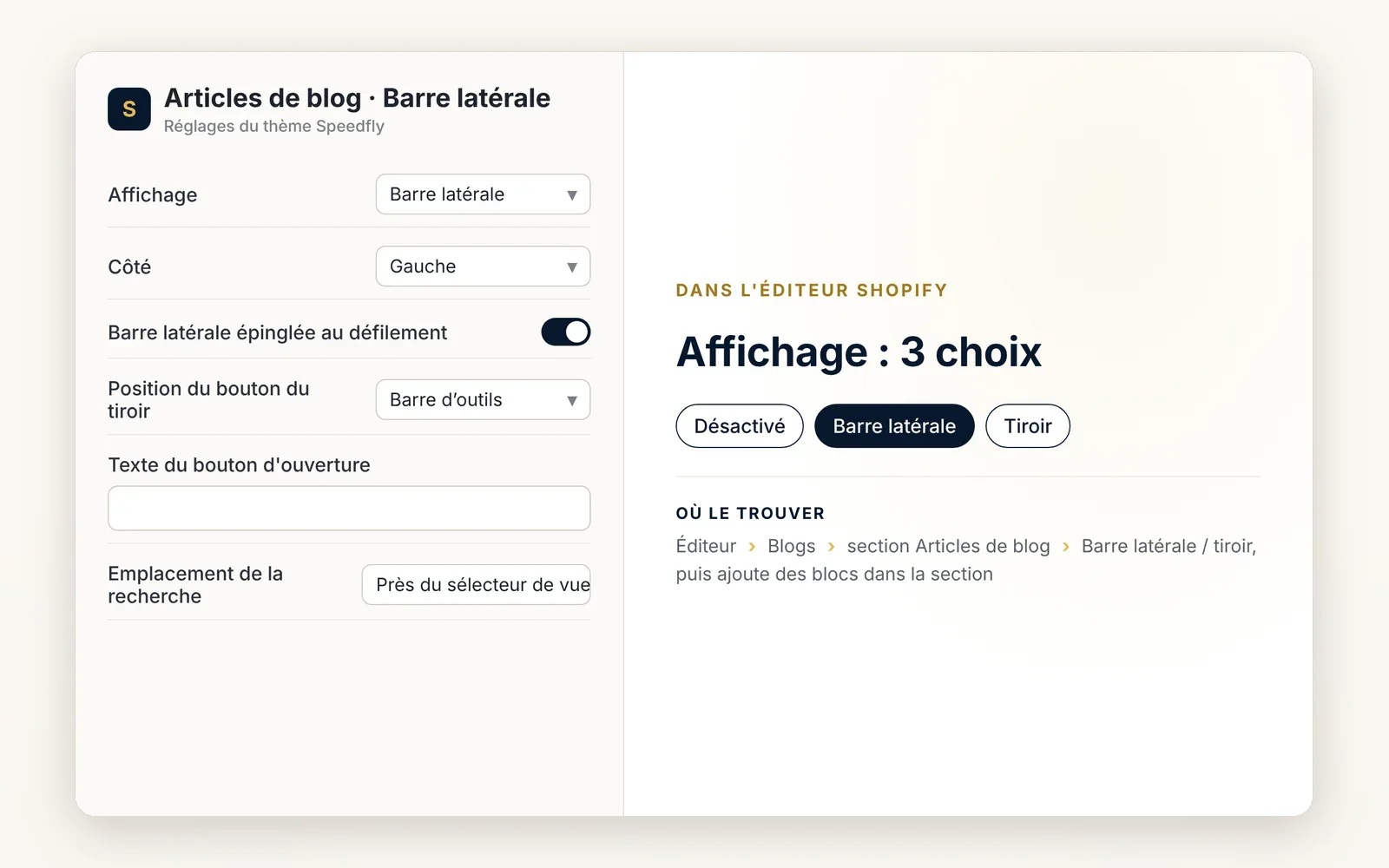 A sidebar or drawer for your blog