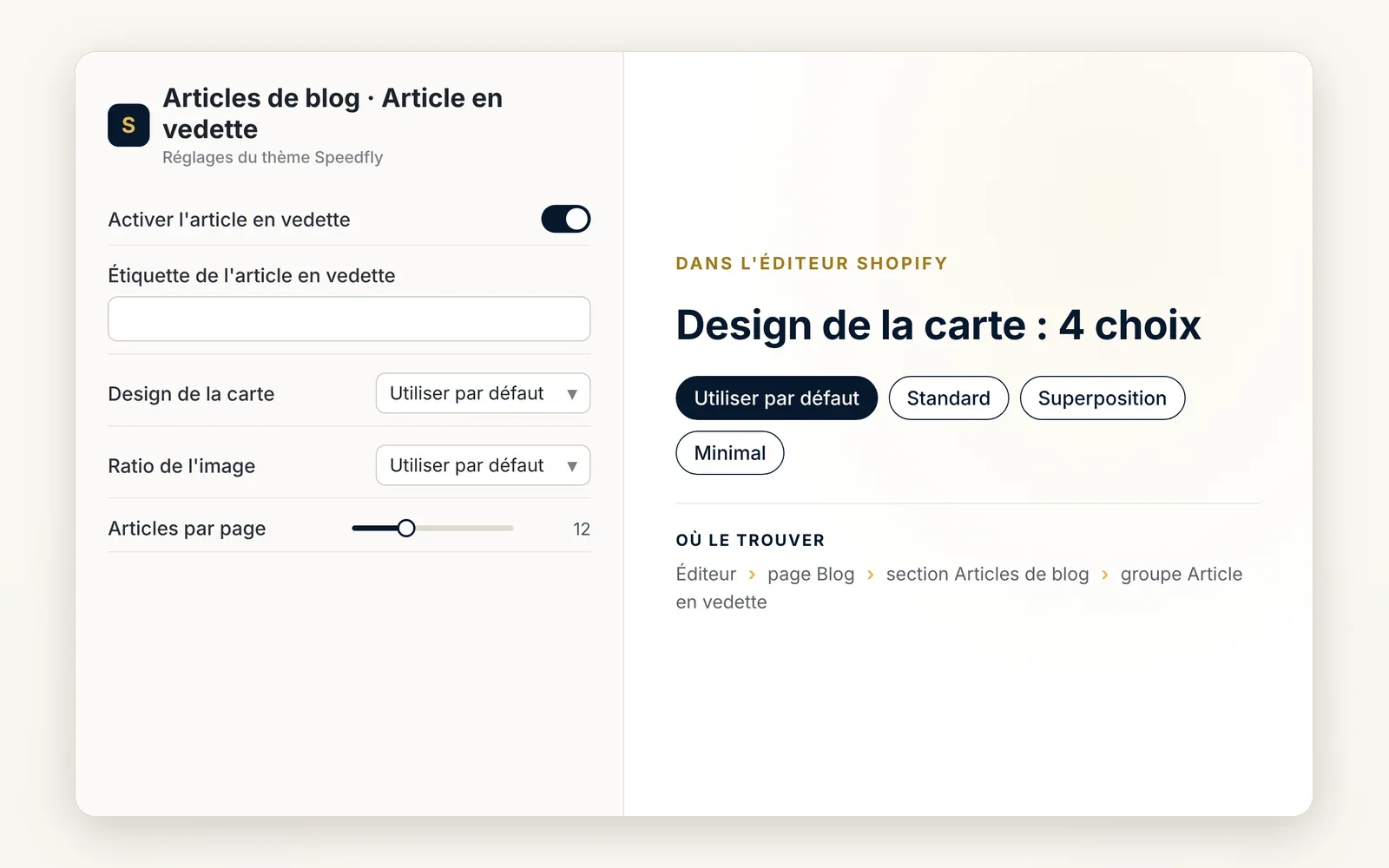 A featured article at the top of the blog