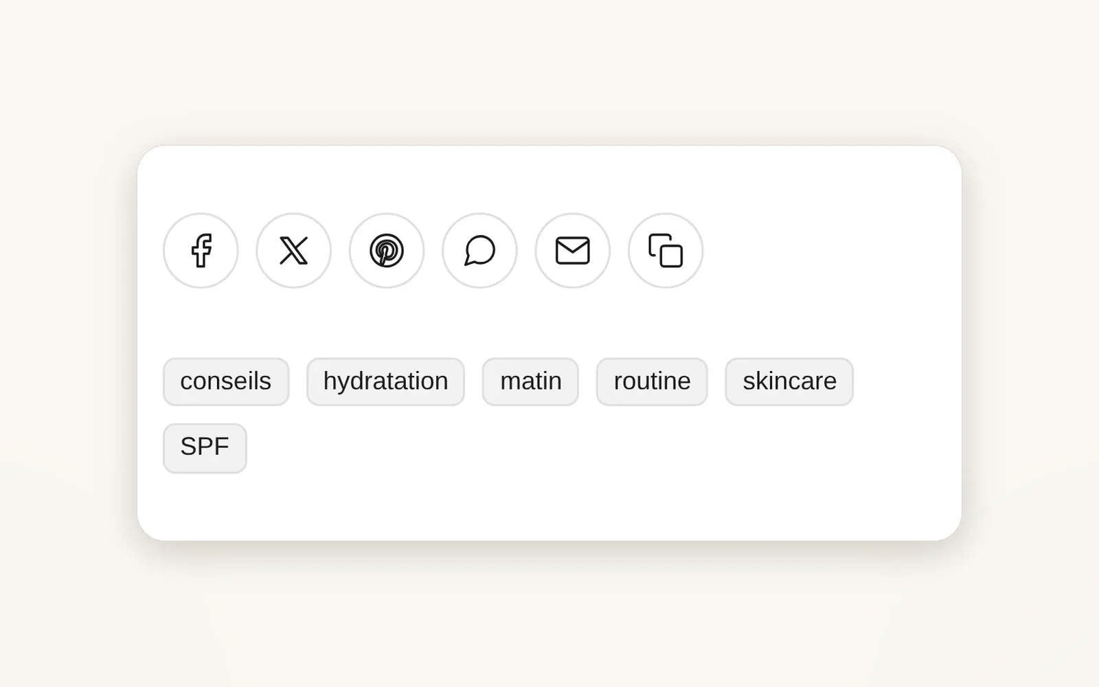 Clickable tags and share buttons