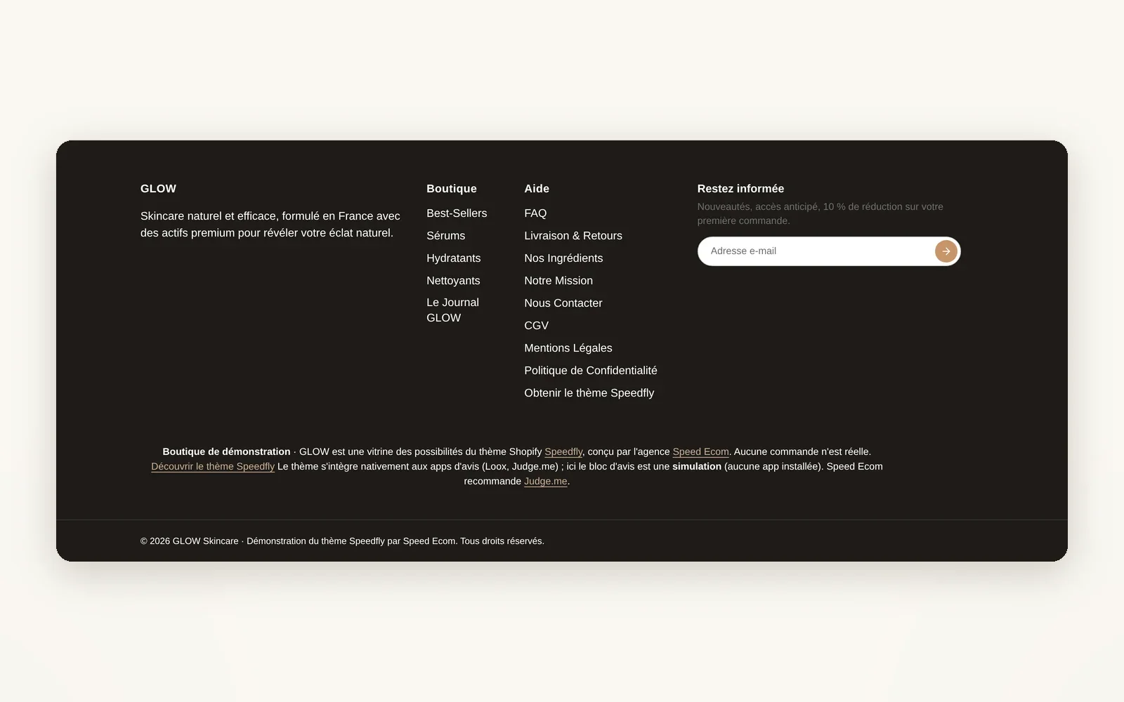A custom-built header and footer